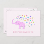 Eléphant avec coeur de couleur carte postale (Devant / Derrière)