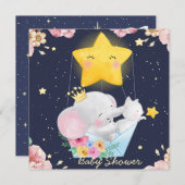 Elephant Avec Invitation Baby shower Kitten (Devant / Derrière)