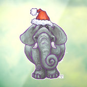 Éléphant avec un chapeau de Père Noël Autocollant  (Feuille 3)