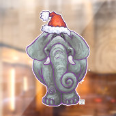 Éléphant avec un chapeau de Père Noël Autocollant  (Feuille 2)