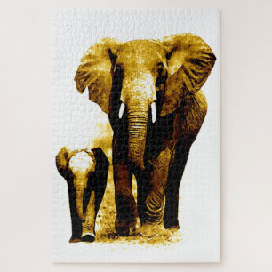 Elephant & Baby - Animals Art Legpuzzel