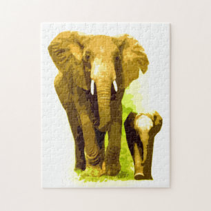 Elephant & Baby - Animals Art Legpuzzel