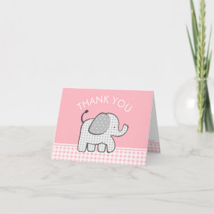 Elephant Baby Bedankt Pink Gingham
