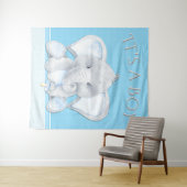 Elephant Baby Boy Douche Achtergrond Wandkleed (In Situ (horizontaal))