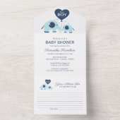 Elephant Baby Boy Shower Invitation & Conseils Car (À l'intérieur)