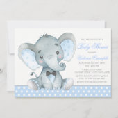 Elephant Baby Boy Shower Invitations (Devant)