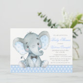 Elephant Baby Boy Shower Invitations (Debout devant)