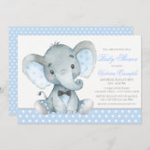 Elephant Baby Boy Shower Invitations (Devant / Derrière)