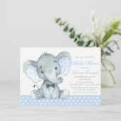 Elephant Baby Boy Shower Invitations (Debout devant)