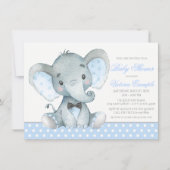 Elephant Baby Boy Shower Invitations (Devant)