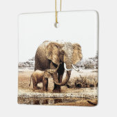 Elephant & Baby Elephant Keramisch Ornament (Links)