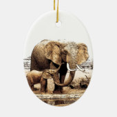 Elephant & Baby Elephant Keramisch Ornament (Achterkant)