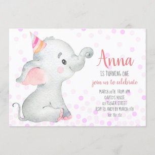 Elephant Baby Girl Blush Roze Confetti Oerwoud Cut Kaart