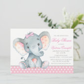 Eléphant Baby Girl Douche Invitations (Debout devant)
