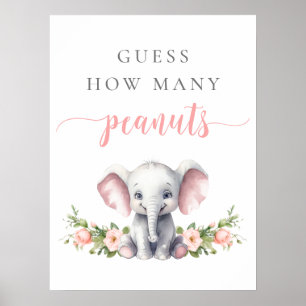 Elephant Baby Girl Douche Raad eens hoeveel pinda' Poster