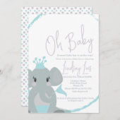 Elephant Baby Girl Elegant Script Baby shower Kaart (Voorkant / Achterkant)
