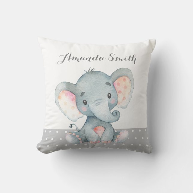 Elephant Baby Grey Kussen (Voorkant)