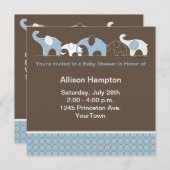 Elephant Baby Invitation Kaart (Voorkant / Achterkant)