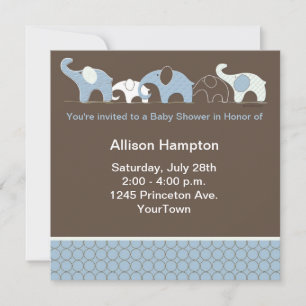 Elephant Baby Invitation Kaart