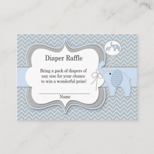 Elephant Baby Raffle Chevron Print Informatiekaartje (Voorkant)