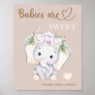 Elephant baby shower Baby's zijn zoet om te trakte Poster