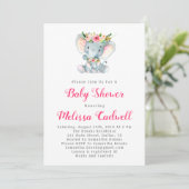 Elephant Baby shower bébé fille douche Invitations (Debout devant)