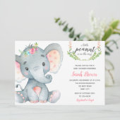 Elephant baby shower bébé fille invitation douche (Debout devant)