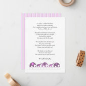 Elephant baby shower bedankt je notities / paarse (Voorkant / Achterkant in situ)