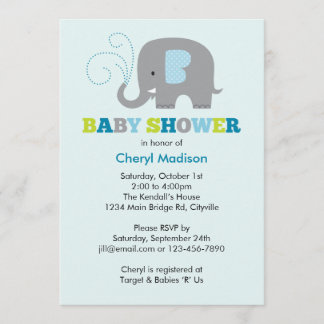 Elephant Baby shower - blauw Kaart