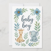 Elephant Baby shower Blue Baby Boy Kaart (Achterkant)