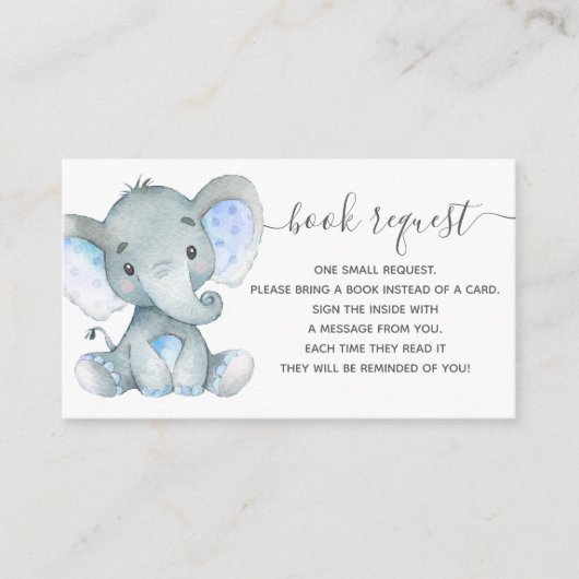 Elephant Baby shower Book Request Enclosure Kaart (Voorkant)