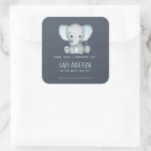Elephant Baby shower Bookplaat Vierkante Sticker (Tas)