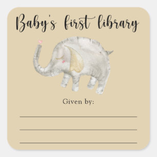 Elephant Baby shower bookplate, boeken voor baby Vierkante Sticker