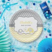 Elephant Baby shower Bord, BEWERKBARE KLEUR Papieren Bordje (Feest)