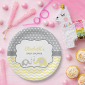 Elephant Baby shower Bord, BEWERKBARE KLEUR Papieren Bordje (Feest)