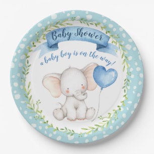 Elephant Baby shower Boy in Waterverf Blue BORD