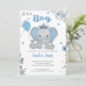 Elephant Baby shower Boy Kaart (Staand voorkant)
