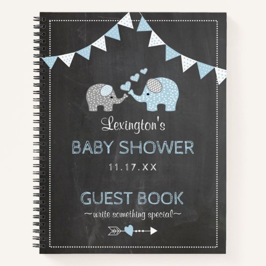 Elephant Baby shower Chalkboard Regarder livre d'i (Devant)