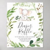 Elephant Baby shower Diaper Raffle Sign Poster (Voorkant)