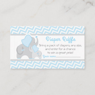Elephant Baby shower Diaper Raffle Ticket Blue Informatiekaartje