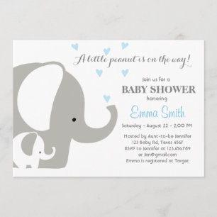 Elephant Baby shower Elephant-uitnodiging Baby boy Kaart