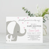 Elephant Baby shower Elephant-uitnodiging Baby Gir Kaart (Staand voorkant)