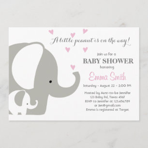 Elephant Baby shower Elephant-uitnodiging Baby Gir Kaart