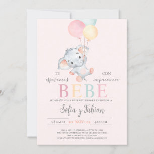 Elephant Baby shower Espagnol Invitation