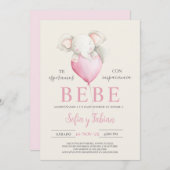 Elephant Baby shower Espagnol Invitation (Devant / Derrière)