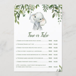 Elephant Baby shower Game w antwoord 5x7 formaat Kaart