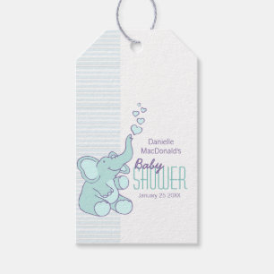 Elephant baby shower giften blauw label cadeaulabel