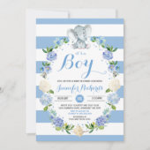 Elephant Baby shower Invitation Baby shower garçon (Devant)