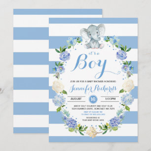 Elephant Baby shower Invitation Baby shower garçon