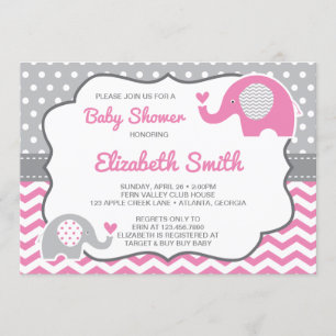 Elephant Baby shower Invitation, bewerkbare kleur Kaart